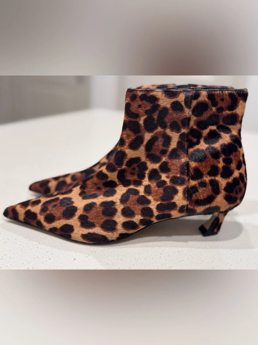 Gianni Bini Georgina Leopard Print Calf Hair Kitten Heel Booties Size 6M - Picture 4 of 13